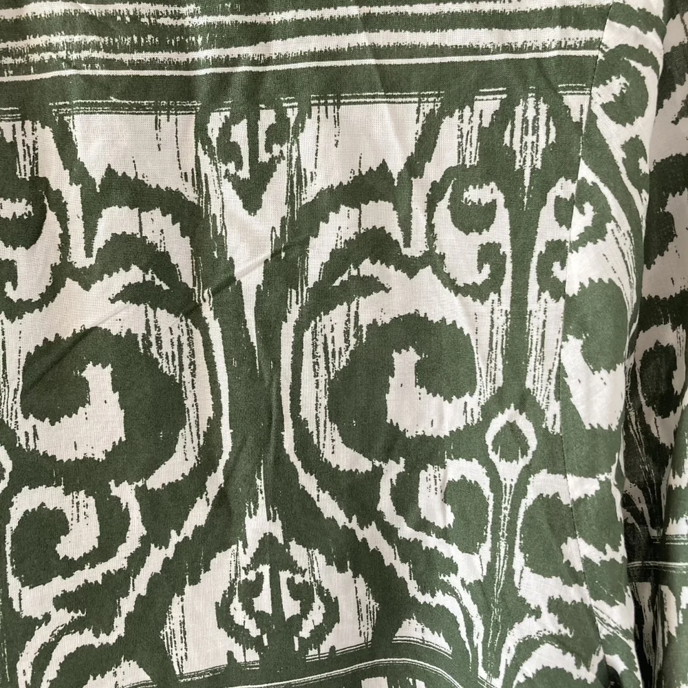 BNWT F&F Olive Green Aztec Pattern Lightweight Grandad Collared Blouse Size 14 - Picture 4 of 13
